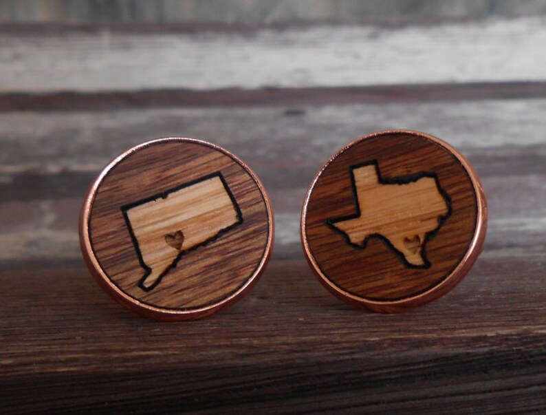 HIS & HERS State Cufflinks. Wood Inlay. Wedding Men's Etsy