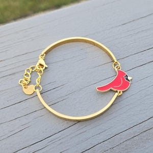 Cardinal Bracelet. Bird Bracelet. Memorial Gift. Anniversary, Christmas Gift, Gifts For Her, Gift For Mom, Enamel Bracelet