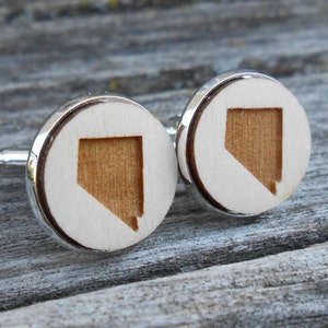 Holz STATE Manschettenknöpfe. NEVADA. Laser graviert. Hochzeit, Herren, Groomsmen Geschenk, Papa. Kundenspezifische Aufträge willkommen. Las Vegas