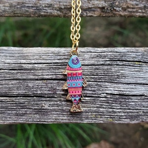Fish Necklace. CHOOSE YOUR COLOR. Gift For Mom, Anniversary Gift, Birthday, Christmas. Fishing Gift