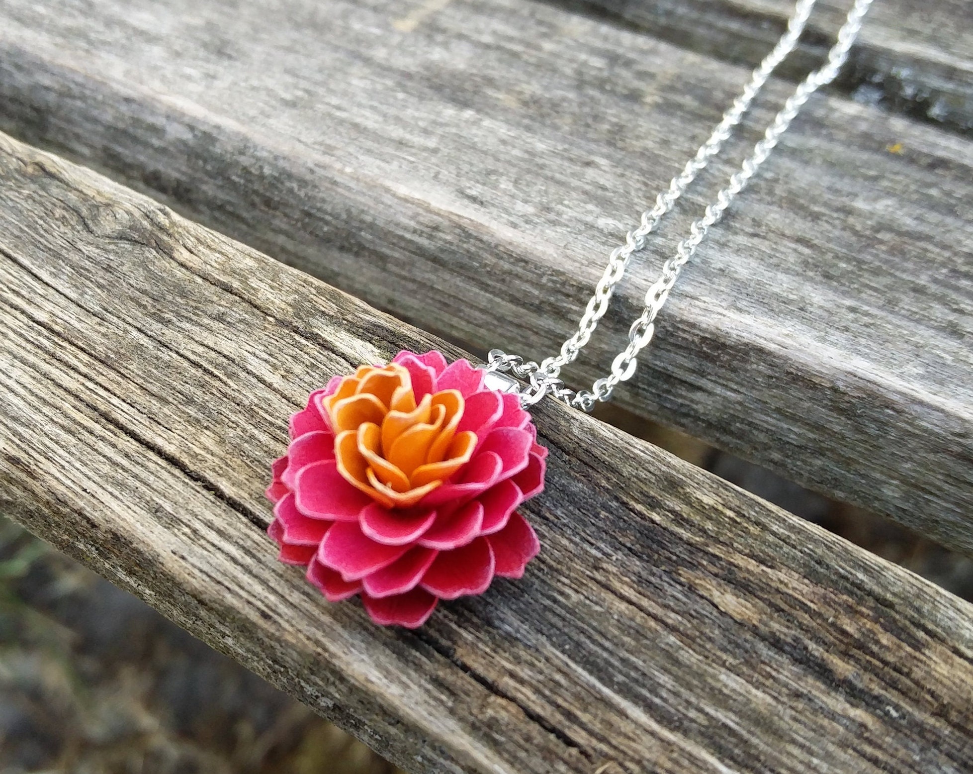 Dahlia Flower Necklace. CHOOSE YOUR COLOR Wedding Bridesmaid | Etsy