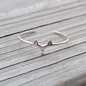 Anello a forma di volpe. Regolabile. Anello per il mignolo. Regalo per compleanno, Natale, regali per lei. Gioielli a forma di volpe.