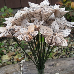 Secret Garden Bouquet. Book Paper Flower Bouquet, Origami Paper Flowers. Anniversary, Centerpiece, Wedding, Birthday. image 2