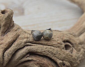 Zarte Petoskey-Ohrstecker. 6 mm. Fossilisierte Koralle. Geschenkidee: Hochzeit, Jahrestag, Weihnachten, Muttertag, Geburtstag.