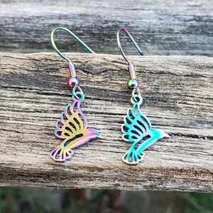 Rainbow Hummingbird Earrings. Gift For Mom, Birthday Gift, Anniversary Gift. Dangling