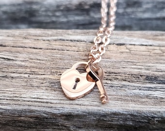 Heart Lock Lock And Key Necklace For Him And Her Heart Lock Key