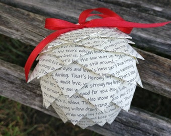 YOUR SONG Ornament. Choose Your Lyrics!! Holiday, Christmas Decoration.  Wedding, Gift, Birthday, First Anniversary. Ornaments. Music