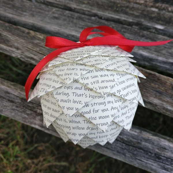 YOUR SONG Ornament. Choose Your Lyrics!! Holiday, Christmas Decoration.  Wedding, Gift, Birthday, First Anniversary. Ornaments. Music