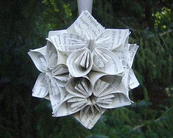 BOOK Kusudama Ball. Home Decor, Valentine Gift, Paper Flowers. Custom Orders Welcome.