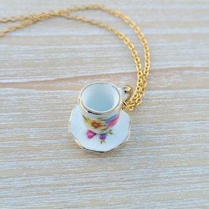 Teacup Necklace. Gifts For Her, Gift For Mom, Anniversary Gift. Birthday. Alice In Wonderland. image 5