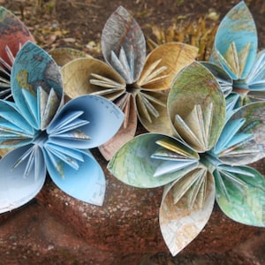 5 Huge Map Kusudama Paper Flowers. Great For Weddings, Centerpiece, Decoration, Gift. image 1