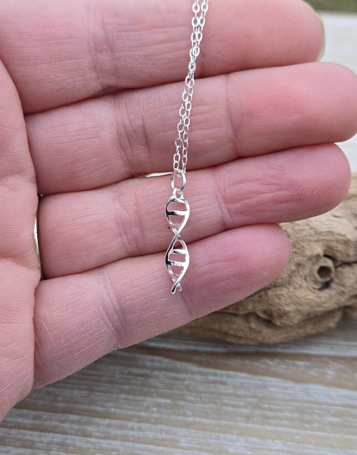 Sterling Silver DNA Necklace. Anniversary Gift, Birthday Gift
