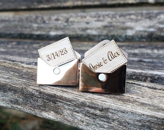 Personalized Envelope Cufflinks. Choose Your Words!! Wedding, Men, Groom Gift, Anniversary, Birthday.