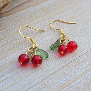 Cherry Earrings. Gift For Her, Anniversary, Birthday, Christmas, Cherry Jewelry