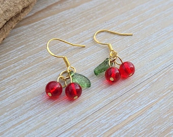 Cherry Earrings. Gift For Her, Anniversary, Birthday, Christmas, Cherry Jewelry