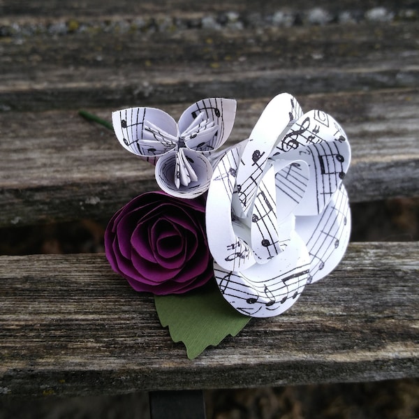 Sheet Music Boutonnieres.  CHOOSE YOUR COLOR. Any Amount. Custom Orders Welcome. Groom, Groomsmen, Best Man, Bridesman. Ring Bearer