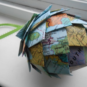 Vintage Map Paper Ornament. Decoration, Christmas, Gift, Birthday, Anniversary, Wedding.