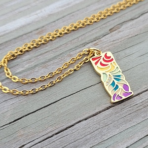 Rainbow Necklace. Zirconia, Gold Plated. Gift For Mom, Bridesmaids, Kids, Anniversary, Birthday, Christmas.
