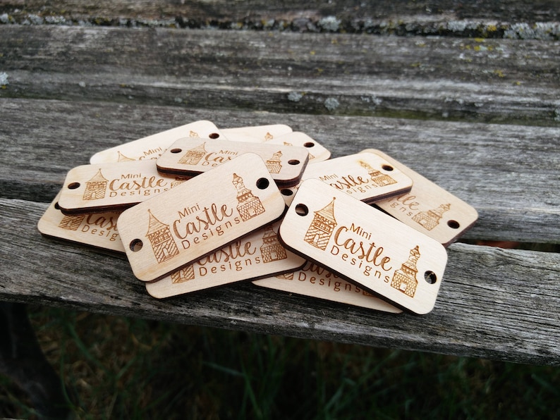 50 YOUR LOGO Tags. Custom Store Tags. Laser Engraved Wood. Custom Orders Welcome. image 2