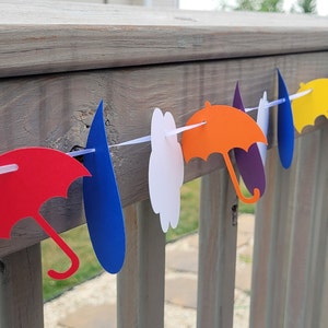15 Foot Rainbow Garland. Cloud, Raindrop, Umbrella Garland. Wedding, Shower. CHOOSE Your COLORS.