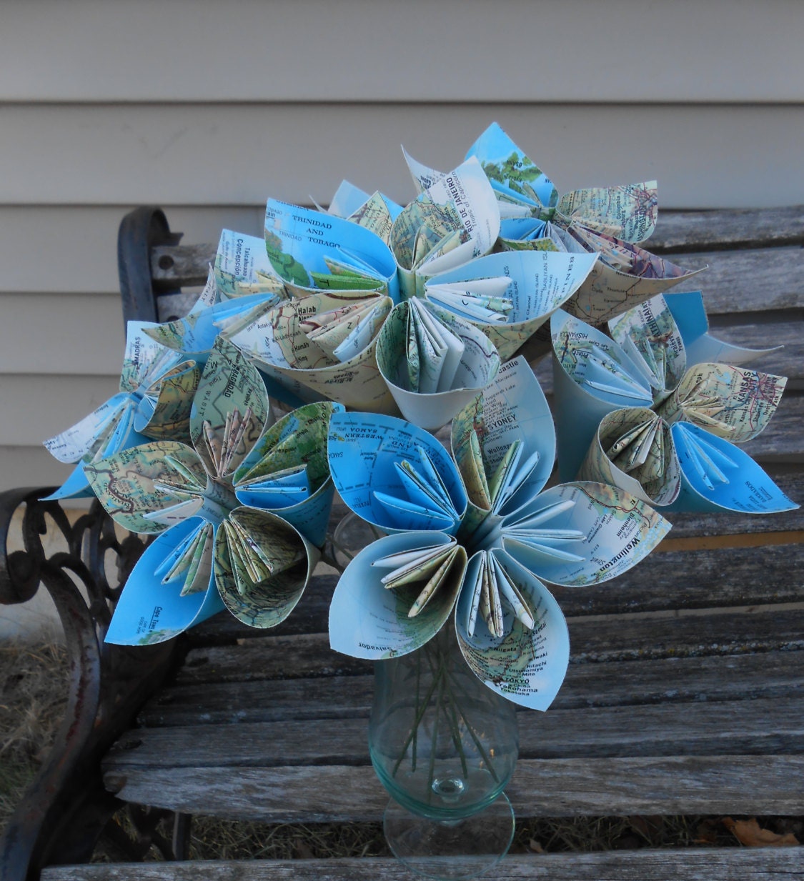 Vintage Map Paper Flowers