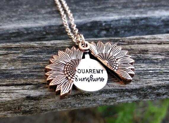 Sunflower Necklace. Sunflower Locket. Gift for Wedding