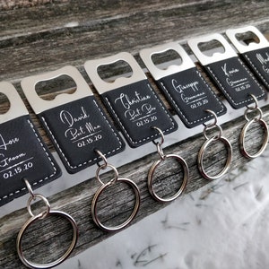 Ouvre-bouteille personnalisé, porte-clés en cuir. Gravé au laser. Mariage, cadeau de garçon d'honneur, papa, anniversaire. Marié, Anniversaire, Noël, Beau-père