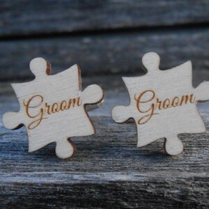 Personalized Puzzle Cufflinks. Wedding, Groom, Best Man, Groomsmen Gift, Dad, Father Of The Bride/Groom. Silver Plated.
