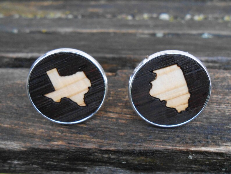 Wood State Cufflinks. Inlay. Wedding Groom Anniversary Etsy