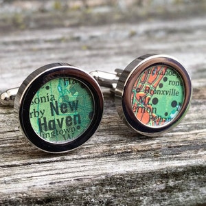Custom Map Cufflinks. Personalized. Groom Gift, Dad Gift, Anniversary, Birthday, Memory Locket, Unique, Valentine