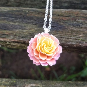 Dahlia Paper Flower Necklace. CHOOSE YOUR COLOR!  Wedding, Bridesmaid Gift, Birthday, Gift, Women, First Anniversary
