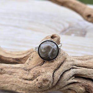 Petoskey Stone Ring. Sterling Silver, Size 6 3/4. Fossilized Coral. Wedding, Christmas Gift, Anniversary Gift. Michigan