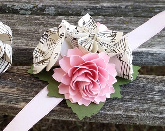 Custom Sheet Music Corsage. CHOOSE YOUR COLORS. Wrist or Pin-On. Weddings, Prom, Bridesmaid, Flower Girl, Homecoming, Etc.