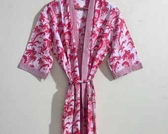 Peignoir kimono en coton palmier tropical, vêtements de détente légers