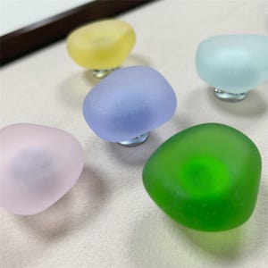 Frosted Glass Cabinet Knobs, Matte Crystal Drawer Pull, Modern Minimalist Dresser Knob, Colorful Kitchen Cupboard Handle, Single Knob