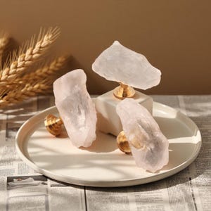 Natürlicher klarer Quarz Schrankknopf, Kristall Schubladenknauf, Messing Möbelgriff, Luxus Boho Schrankknauf, Kommodenknauf Wohnkultur