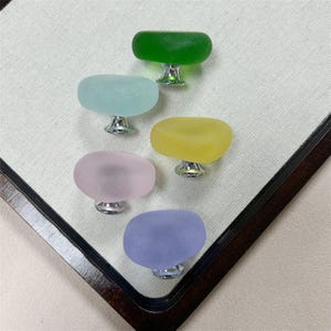 Matte Glass Cabinet Knob, Frosted Crystal Drawer Pull, Minimalist Modern Furniture Handle, Pastel Color Dresser Knob, Handmade Kitchen Decor
