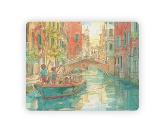 Venice Canal Boat Ride Kids Jigsaw Puzzle 30 Pieces Educational Watercolor City Travel Scene with Boats for Preschool Learning