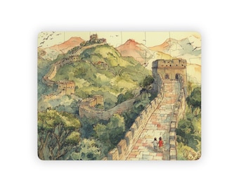 Great Wall of China Kids Jigsaw Puzzle 30 Pieces Educational Watercolor World Landmark Scene for Preschool Learning