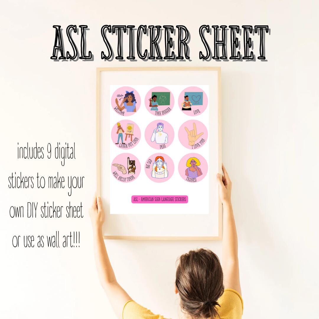 ASL Stickers | American Sign Language DIY Sheet (digital PDF) - Etsy