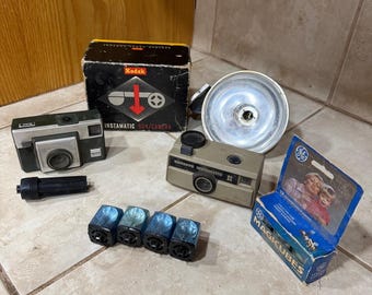 Vintage 60er 70er Jahre Kodak Kamera Sammlung Instamatic Blitzolder Würfel Für Teile