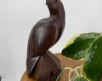 Vintage 70s Hand Carved Ironwood Eagle Hawk Falcon Sculpture 10" Bird of Prey