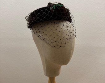 Vintage 50er Jahre Evelyn Varon Old Hollywood Glamour Birdcage Schleier Pillbox Barett Hut