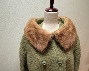Vintage 70s Berroco's VIP Stanley Woolen Mills Wool Genuine Fur Collar Coat