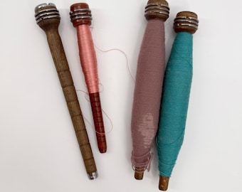Antique Industrial Textile Mill Bobbins Pirns Quills Lot of 4