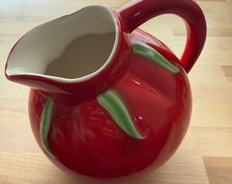Vintage 50s The Pantry Parade Red Tomato Tilt Ball Pitcher Jug