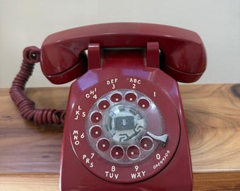 Vintage Bell Systems Western Electric Red Rotary Dial Telephone