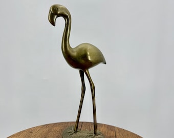 Vintage Solid Brass Flamingo Mid Century Home Decor Figurine