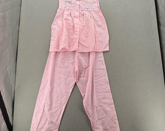 Vintage 1970s JCPenney Gaymode 2 Piece Pink Lace Nightgown Pajamas Sleepwear M