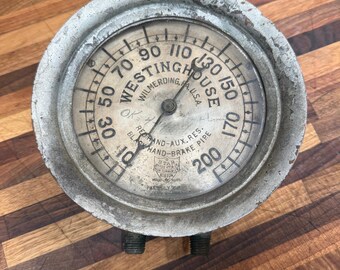 Antique Star Brass/Westinghouse 6" Brass Steam Locomotive Air Brake Duplex Gauge